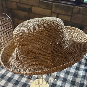 Scala Collection Crocheted Raffia Sun  Hat